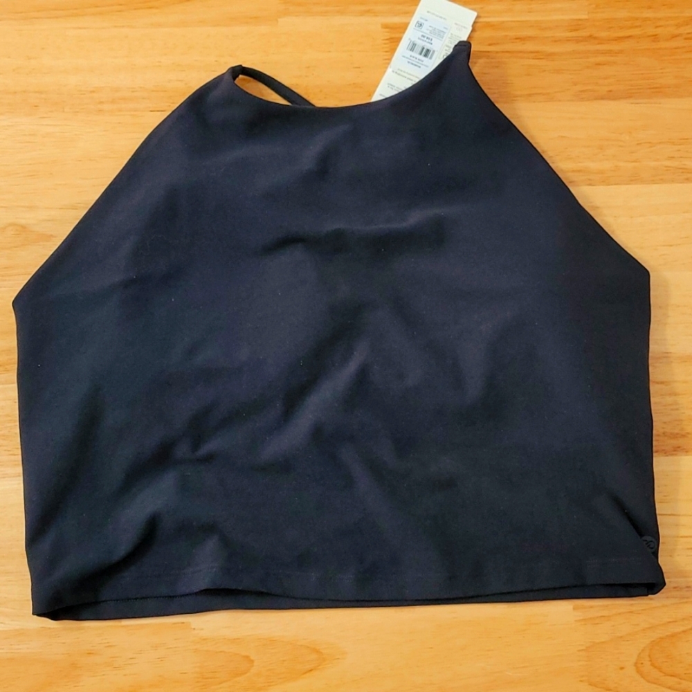 CALIA by Carrie Underwood Cross Back Lustralux Crop Pure Black NWT Size XL